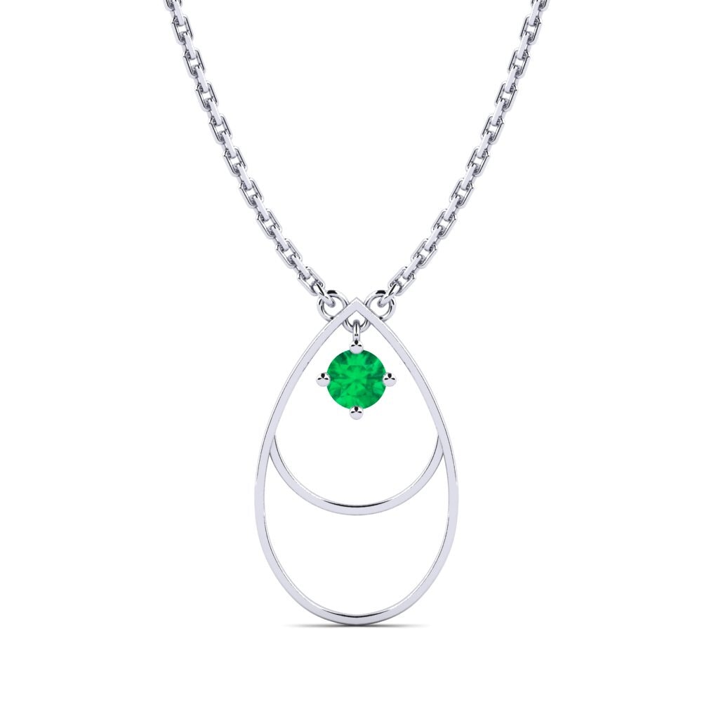 14k Oro Blanco Esmeralda Collar de Mujer Rance