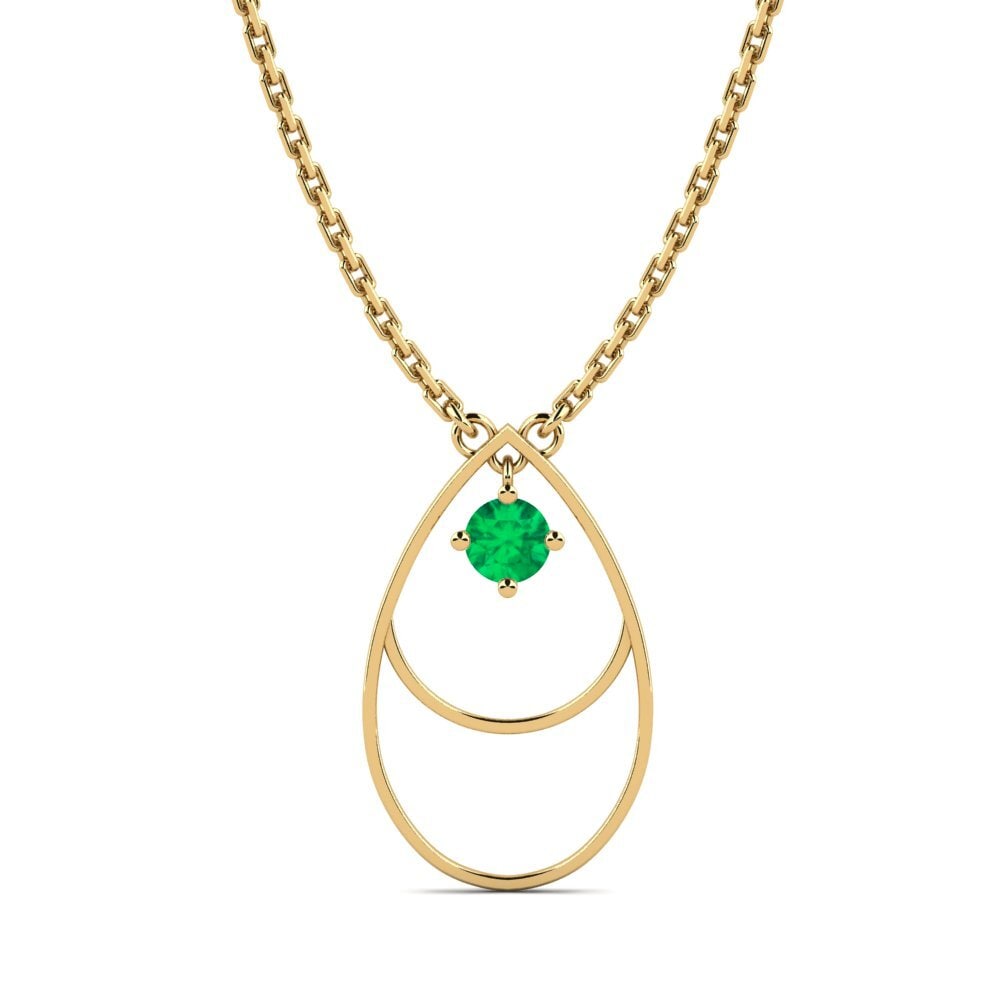 14k Oro Amarillo Esmeralda Collar de Mujer Rance