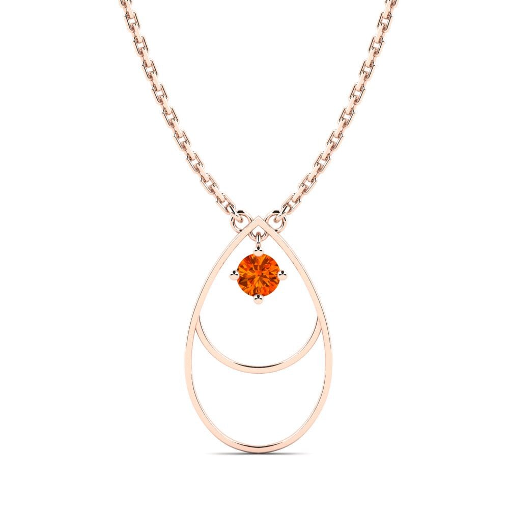 14k Oro Rosa Zafiro Naranja Collar de Mujer Rance
