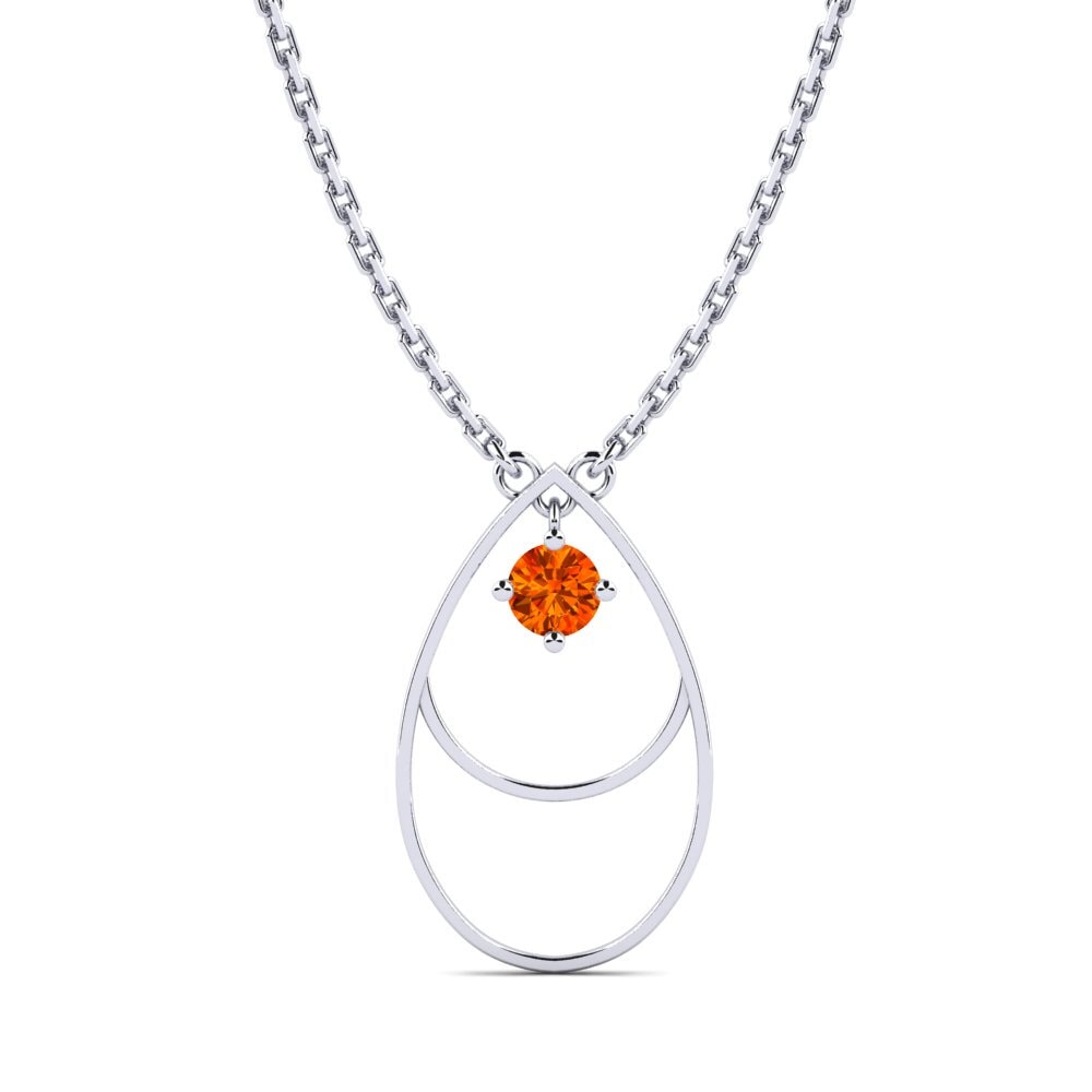 14k Oro Blanco Zafiro Naranja Collar de Mujer Rance