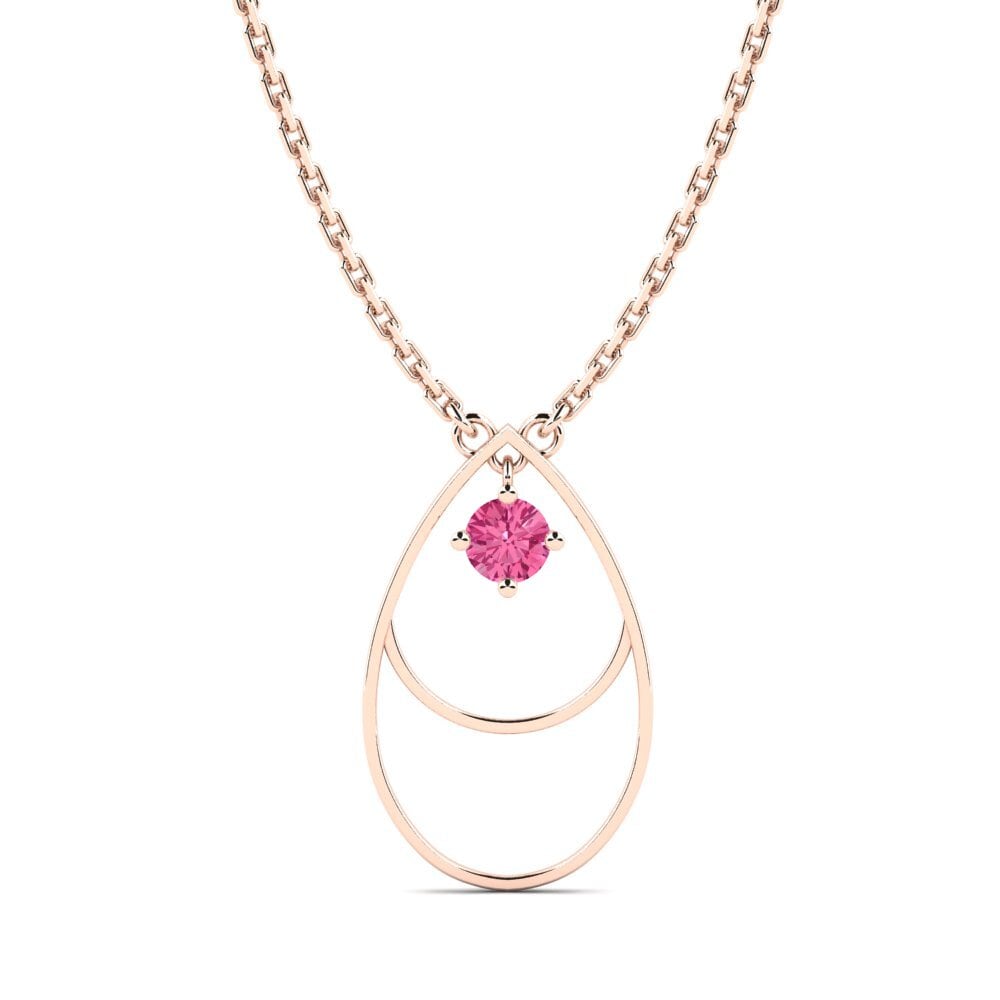9k Oro Rosa Turmalina rosa Collar de Mujer Rance