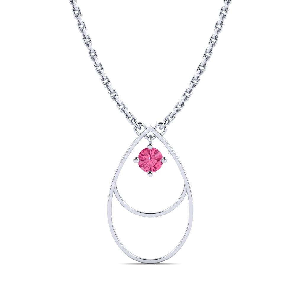Platino 950 Turmalina rosa Collar de Mujer Rance