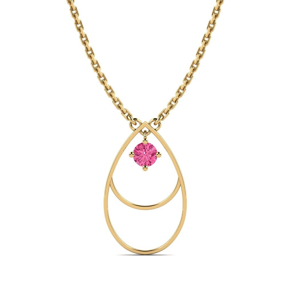 14k Oro Amarillo Turmalina rosa Collar de Mujer Rance
