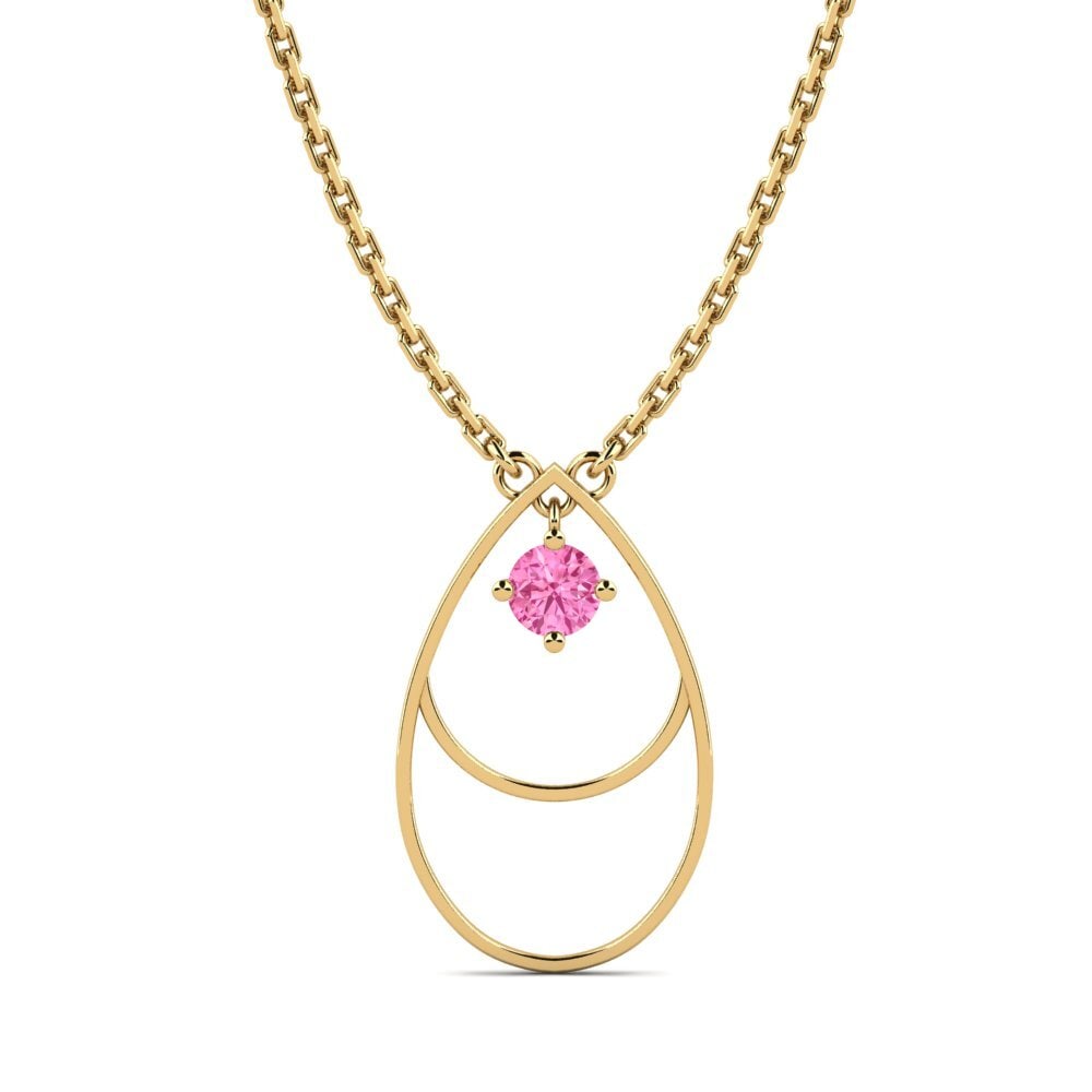 9k Oro Amarillo Zafiro Rosado Collar de Mujer Rance
