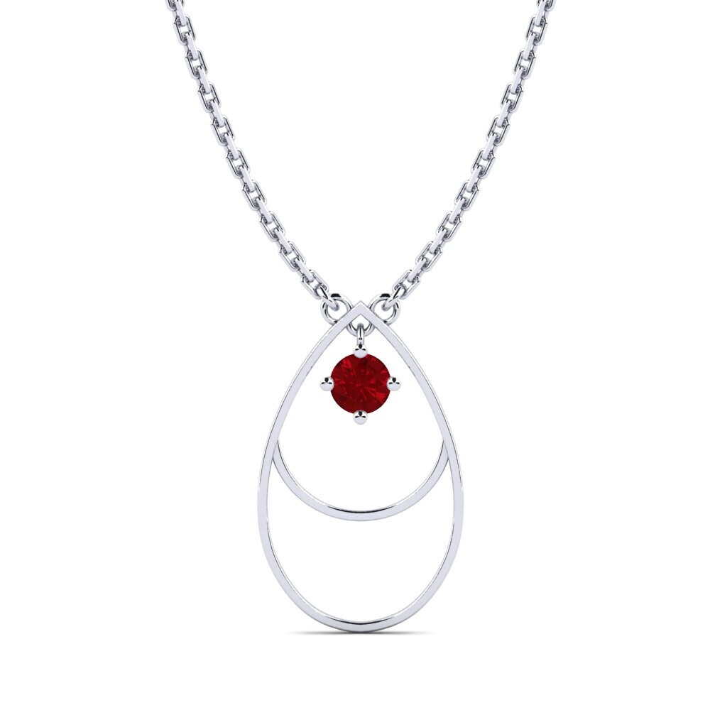 Platino 950 Circonita Roja Collar de Mujer Rance