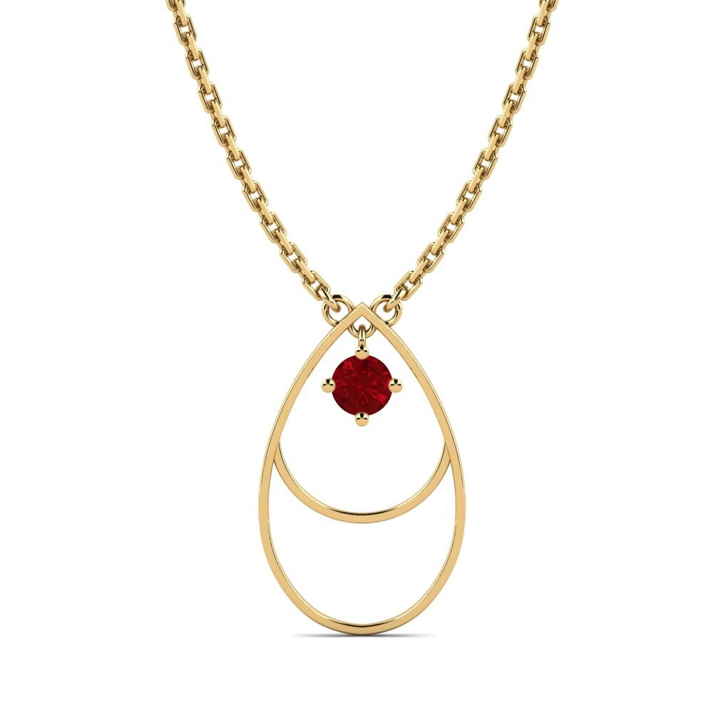 9k Oro Amarillo Circonita Roja Collar de Mujer Rance