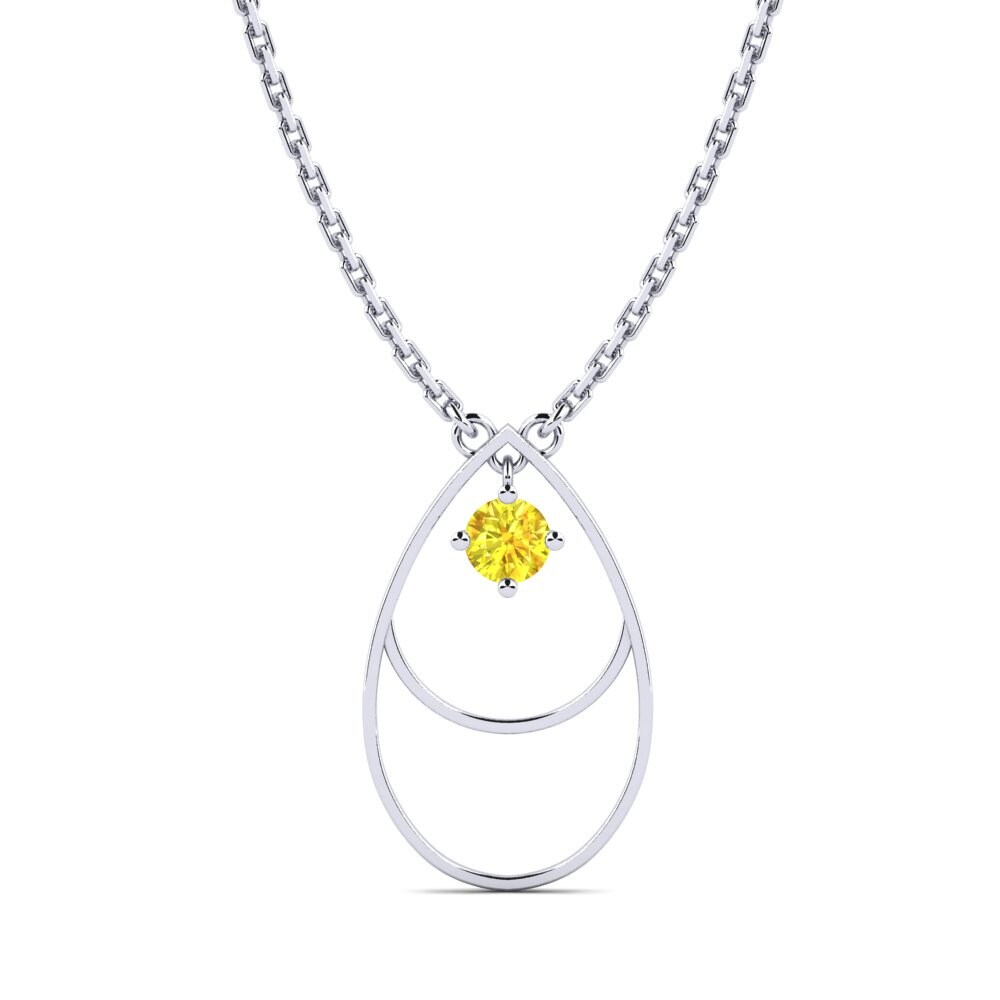 18k Oro Blanco Zafiro amarillo Collar de Mujer Rance