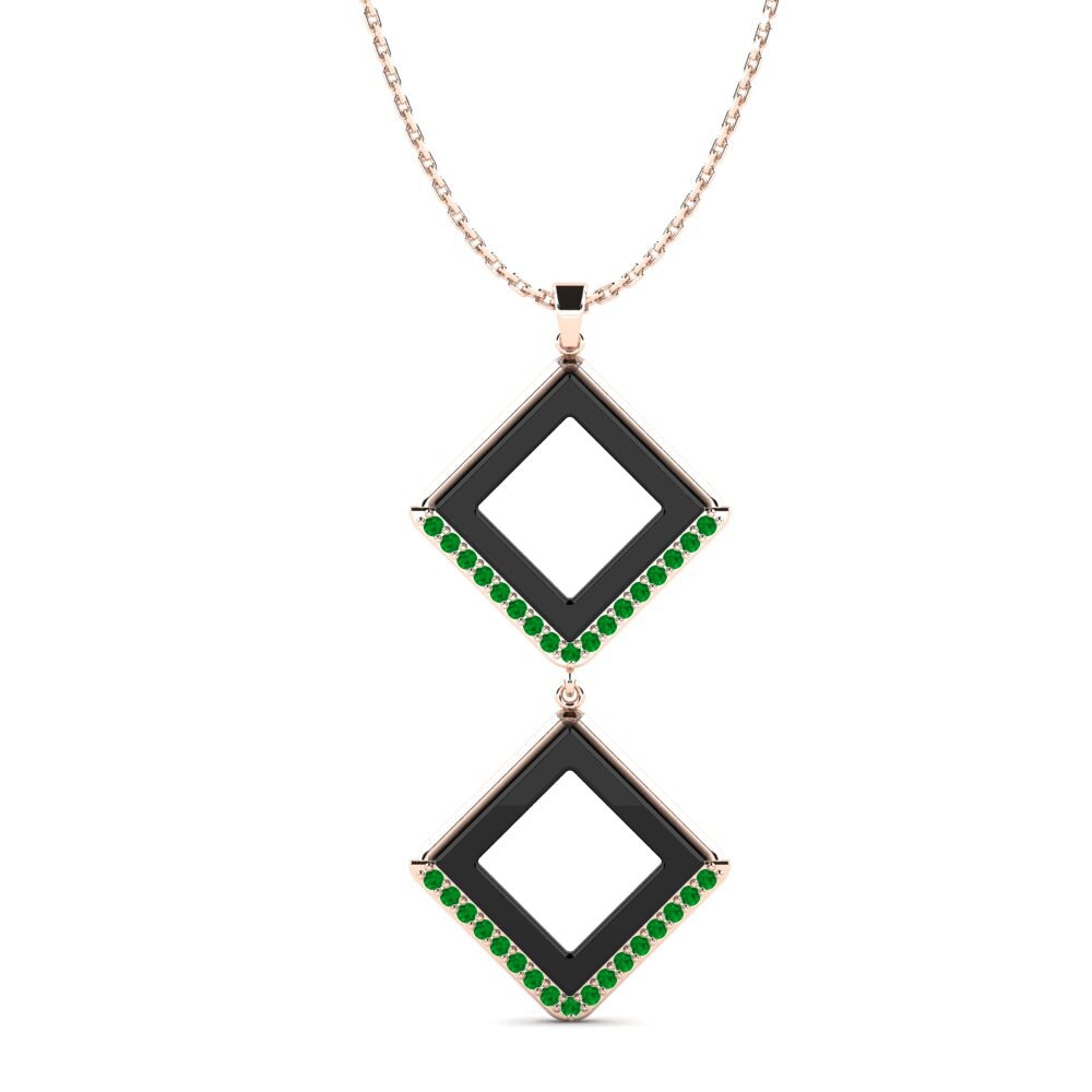 9ct Rose Gold Emerald Women's Pendant Ranck