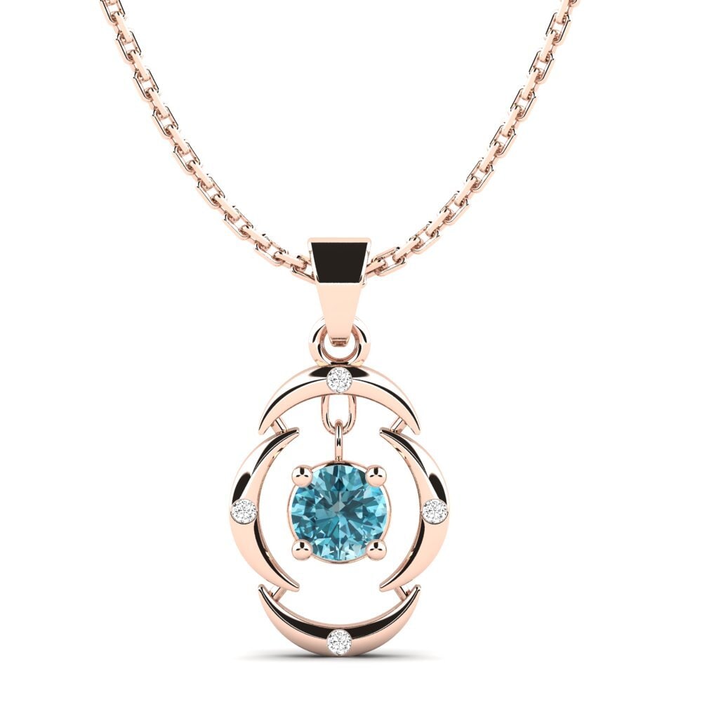 14k Oro Rosa Circón Azul Colgante de Mujer Ranjana