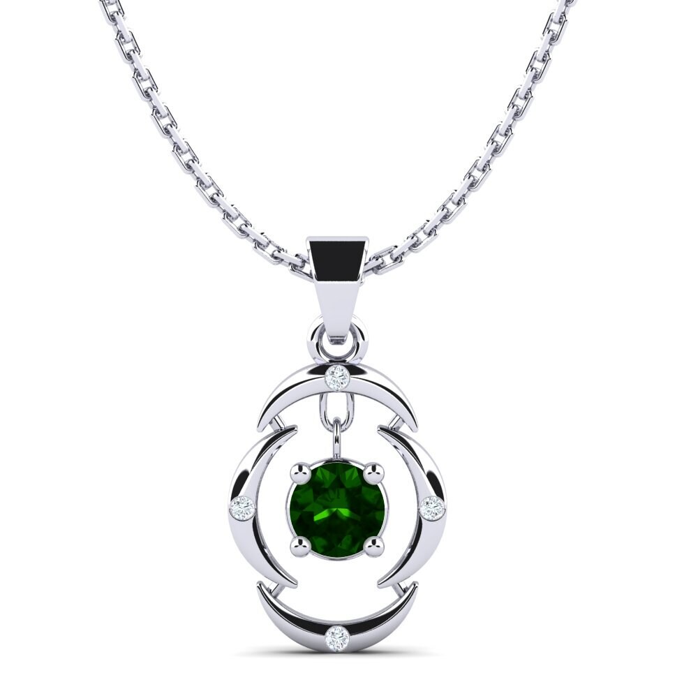 White Silver Green Tourmaline Women's Pendant Ranjana
