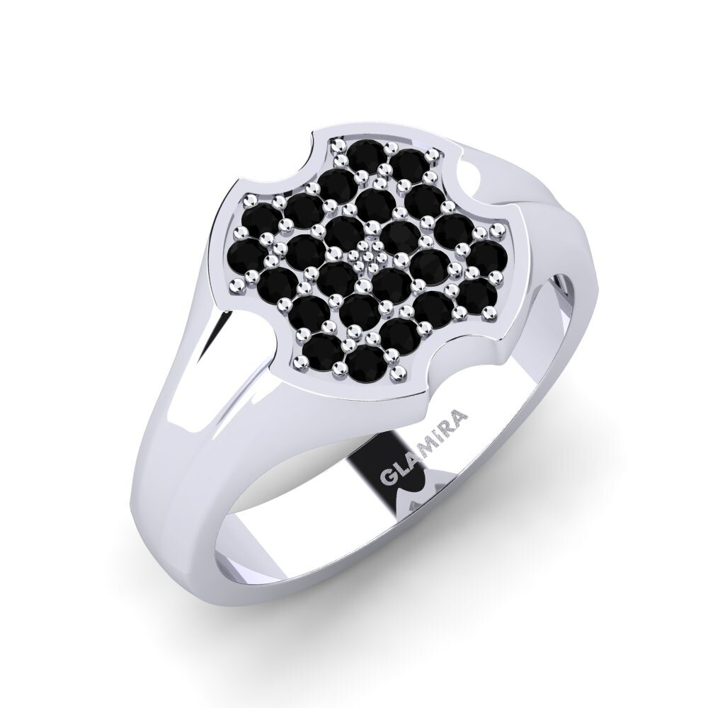 Zafiro negro Anillo de dedo meñique para hombre Ranka