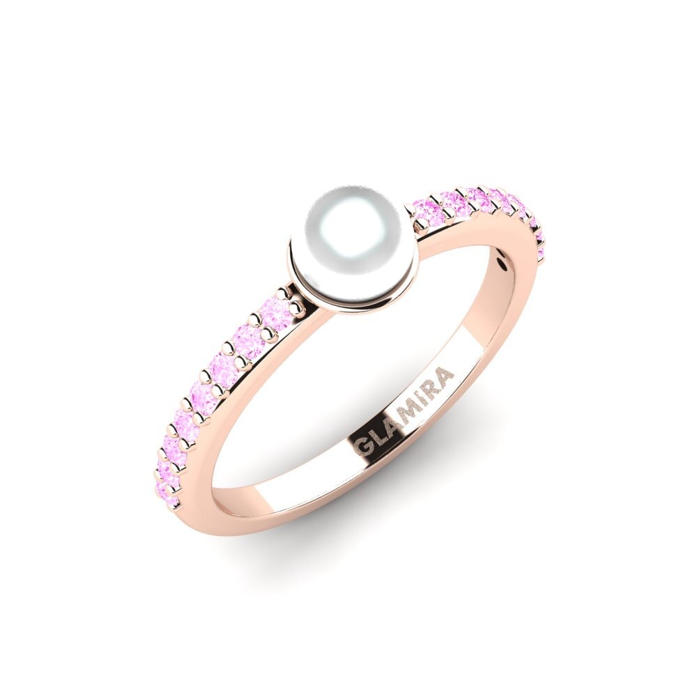 14k Oro Rosa Zafiro Rosado Anillo meñique Ranunga