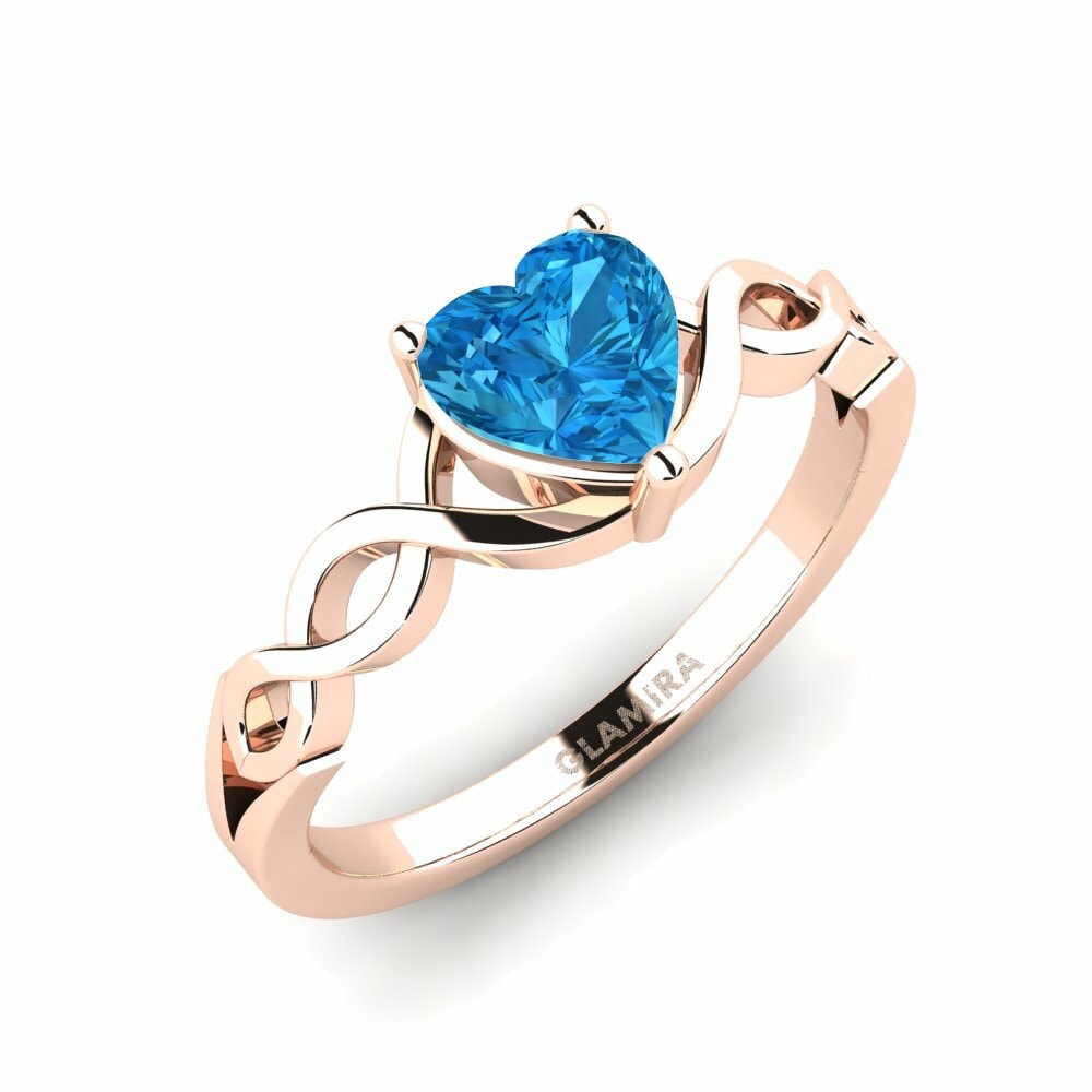 Blue Topaz 18k Rose Gold Engagement Ring Rashell