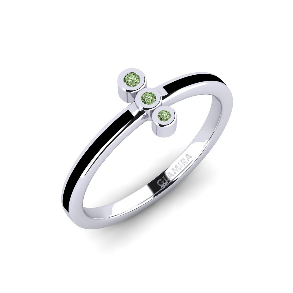 585 Bílé zlato Zelený diamant Prsten Rayelf