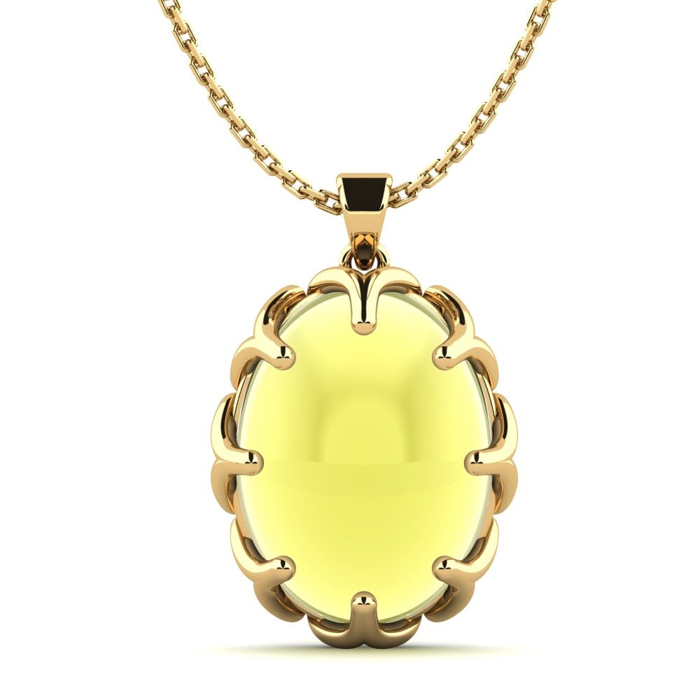 14k Oro Amarillo Topacio Limón Cabujón Colgante de Mujer Rayneris