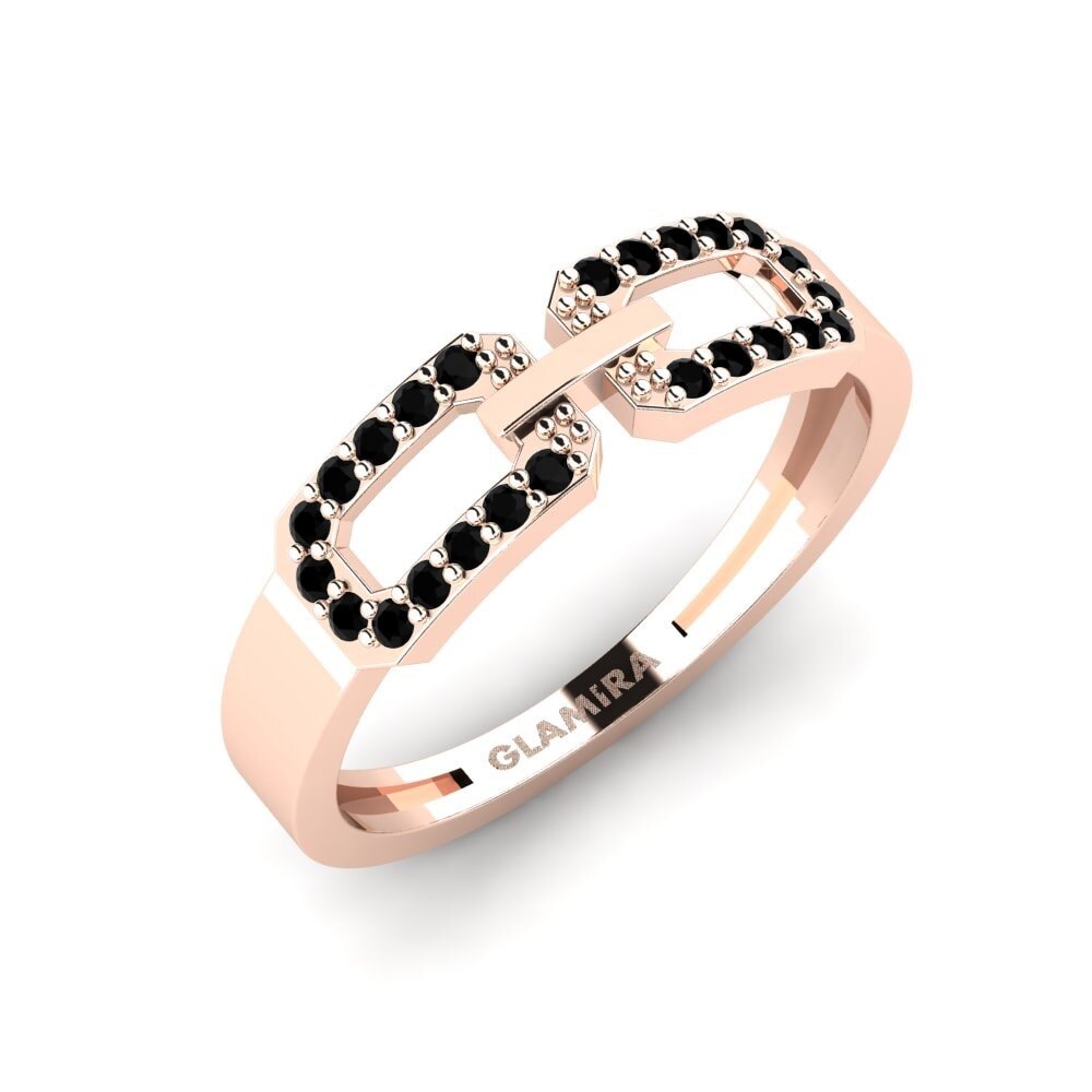 14k Oro Rosa Ónix Negro Anillo Razem