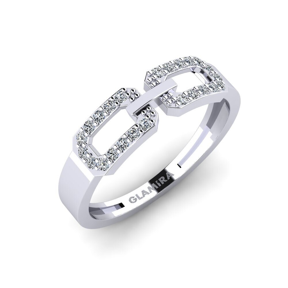14k Oro Blanco Circonita Anillo Razem