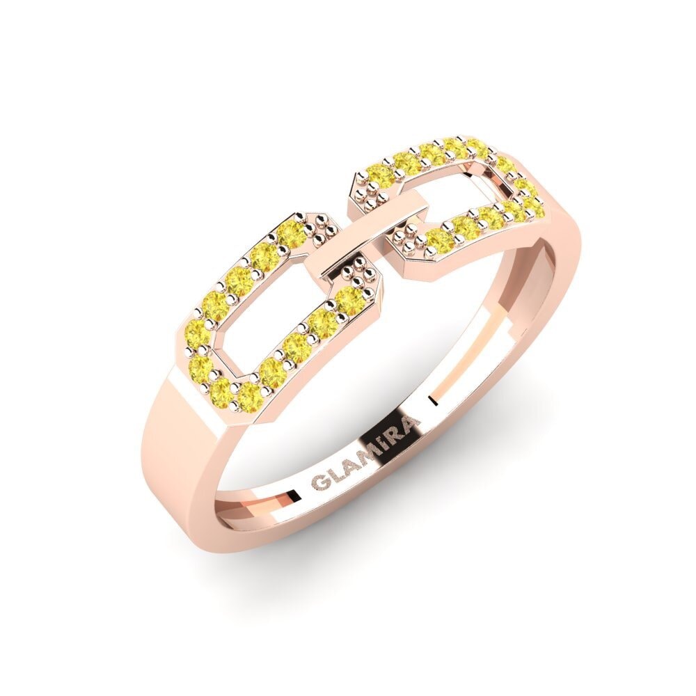 9k Oro Rosa Zafiro amarillo Anillo Razem