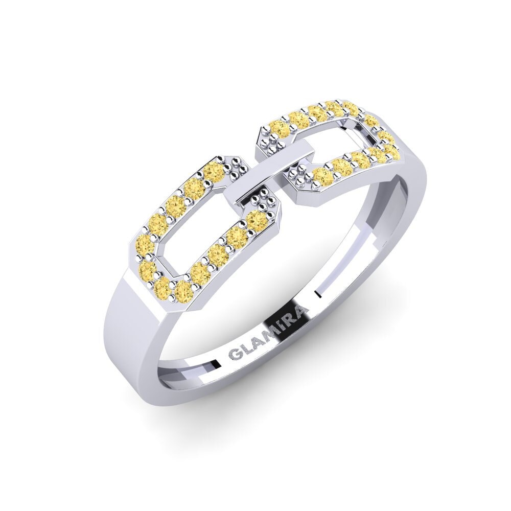 Plata 925 Diamante Amarillo Anillo Razem