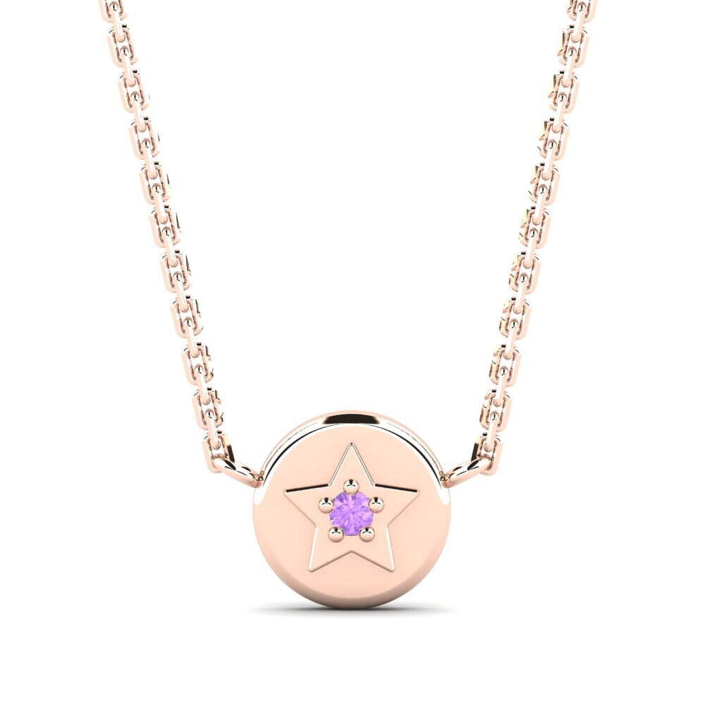 14k Oro Rosa Amatista Collar para Niño Realta