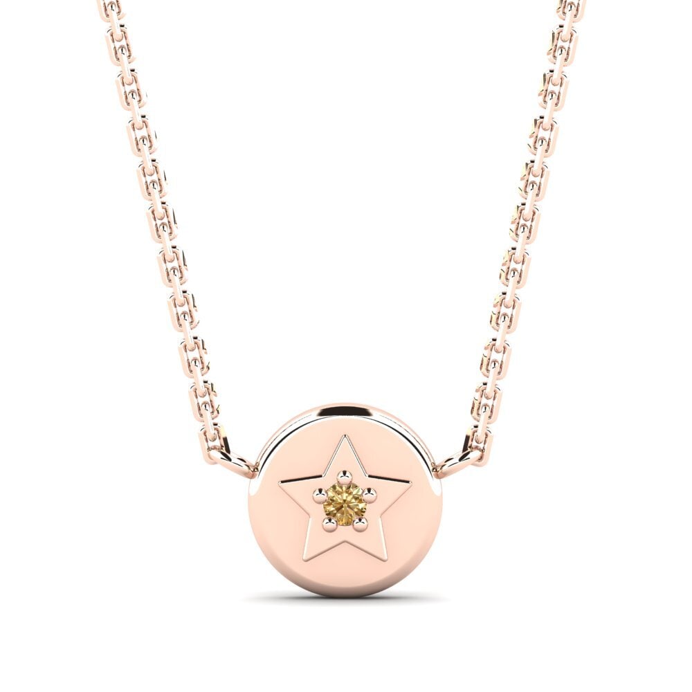 14k Oro Rosa Diamante Marrón Collar para Niño Realta