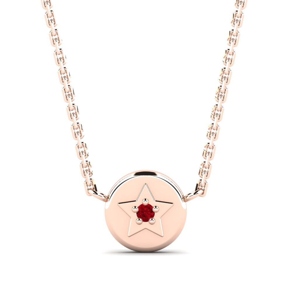 14k Oro Rosa Circonita Roja Collar para Niño Realta