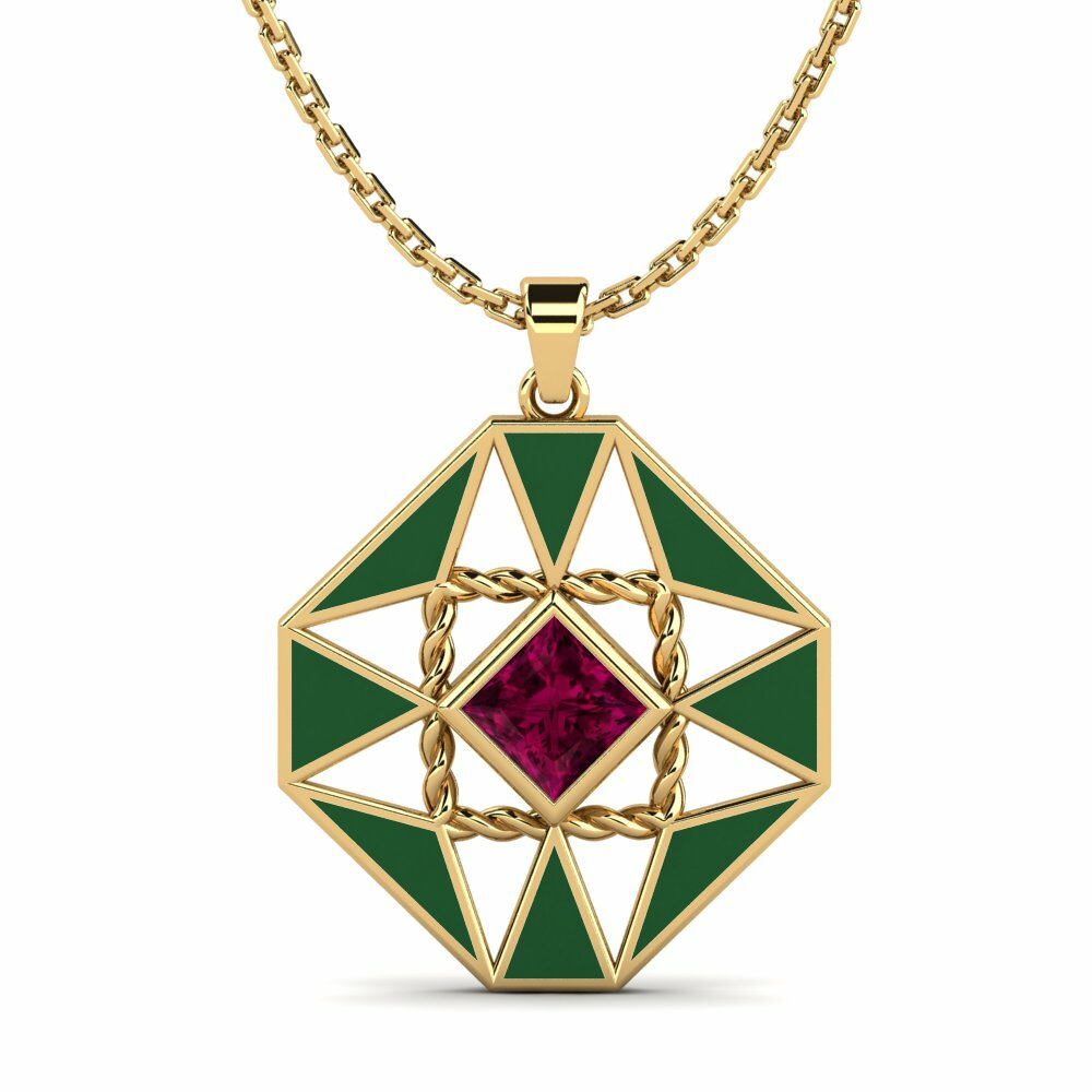 Vàng 18K Đá Rhodolite Mặt dây chuyền nữ Reans