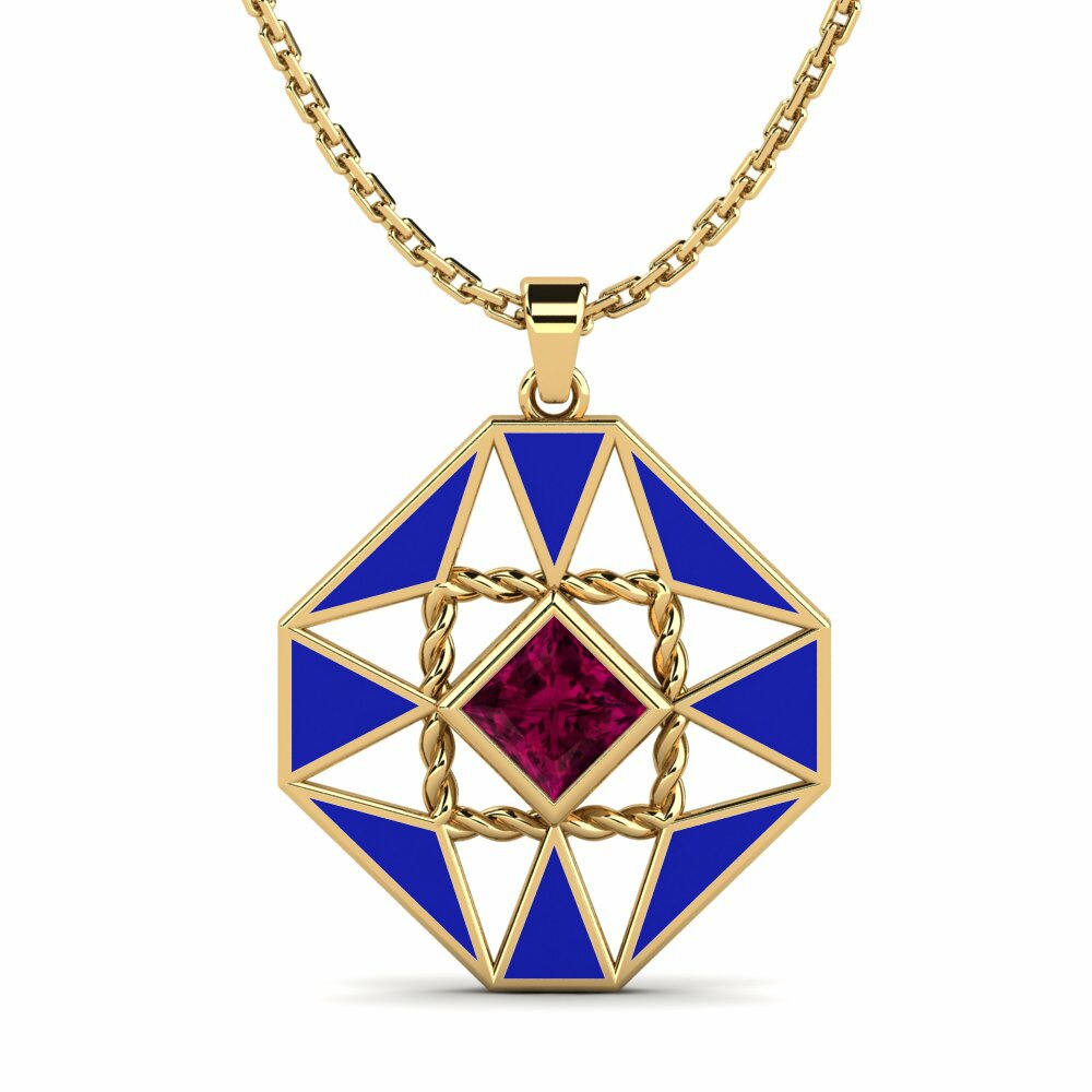 Vàng 9K Đá Rhodolite Mặt dây chuyền nữ Reans
