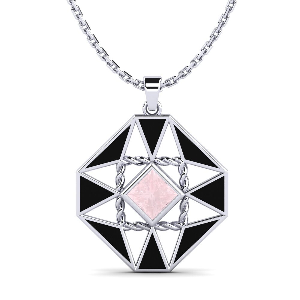 Plata 925 Cuarzo rosa Colgante de Mujer Reans