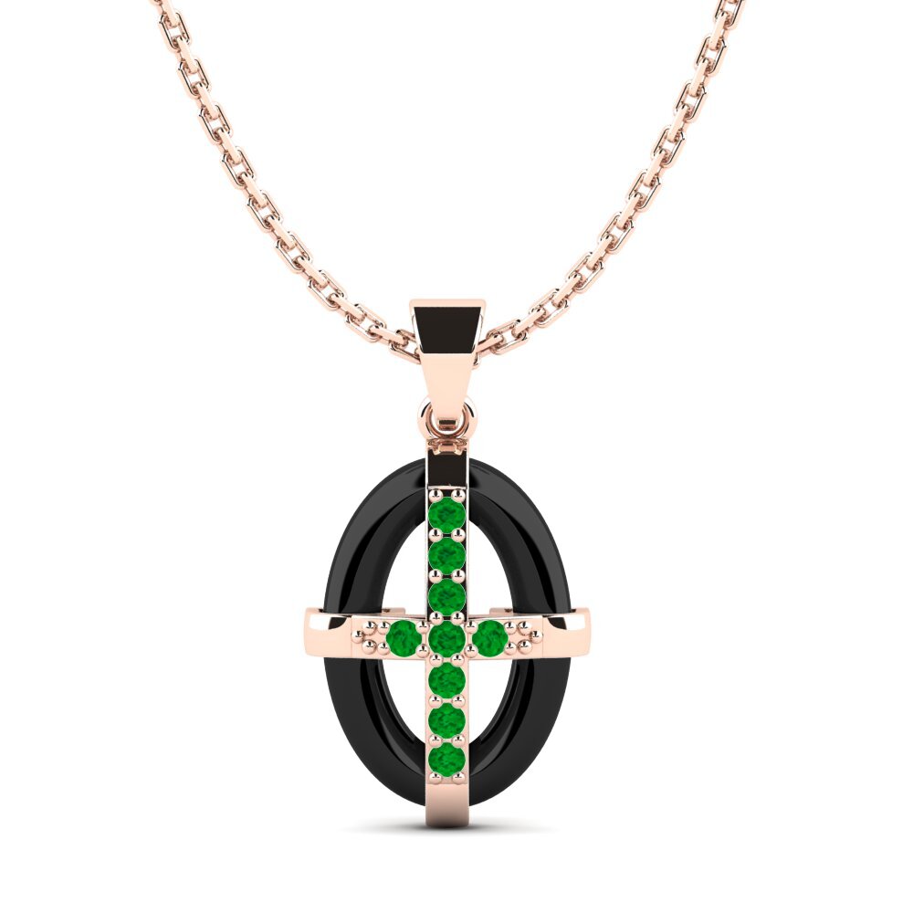 9ct Rose Gold Emerald Women's Pendant Reasoner