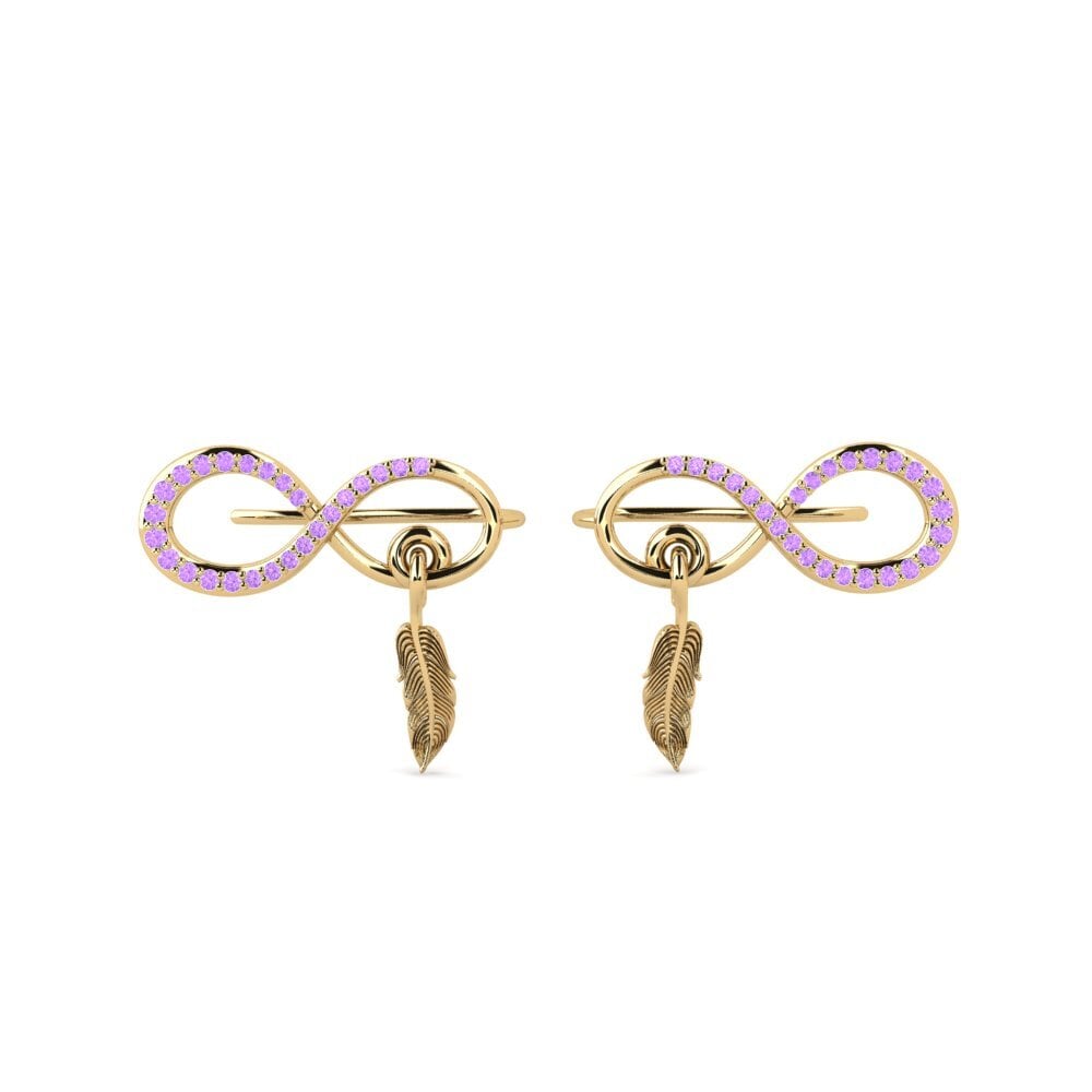 9ct Yellow Gold Amethyst Women's Earring Redko