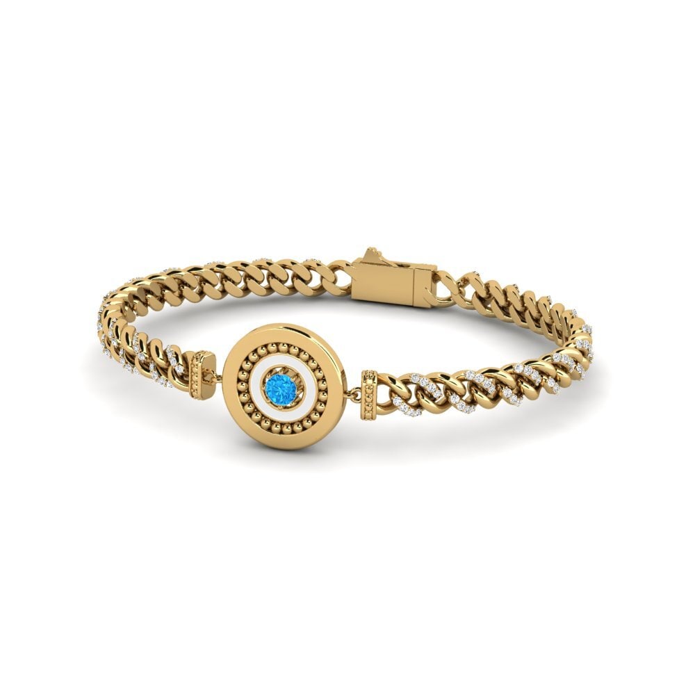 14k Oro Amarillo Topacio azul Pulsera de Mujer Refeation