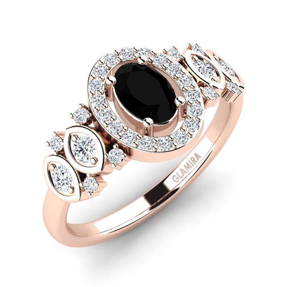 Oro Rosso 585 Diamante Nero Anello da donna Regange