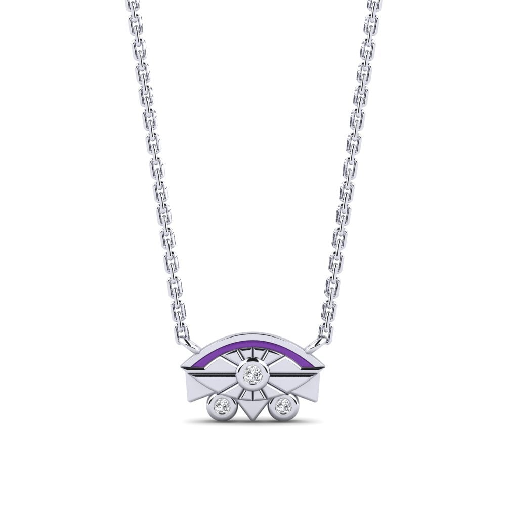 14k Oro Blanco Diamante Collar de Mujer Regenboog