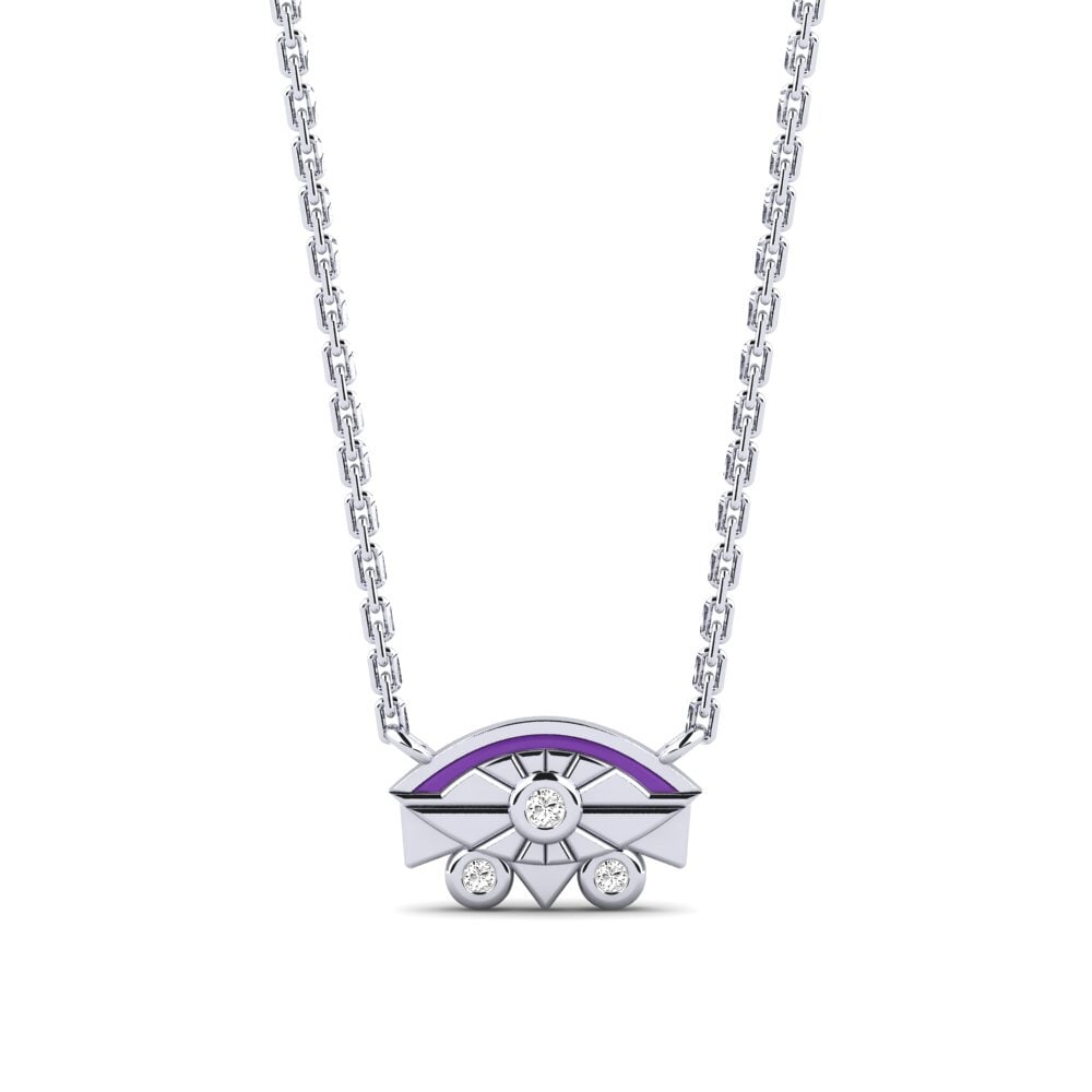 14k Oro Blanco Moissanita Collar de Mujer Regenboog