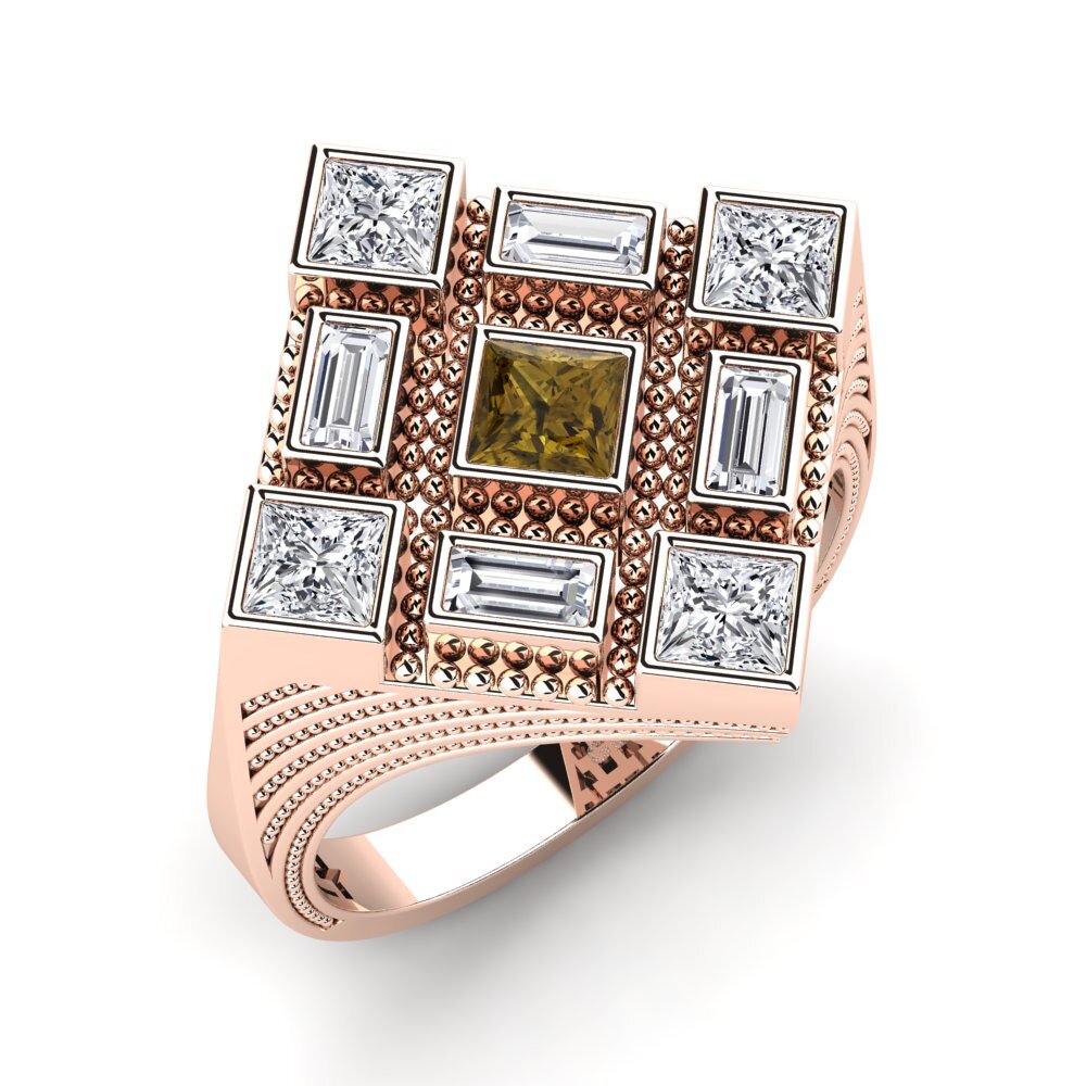 9ct Rose Gold Brown Zircon Men's Ring Regenia
