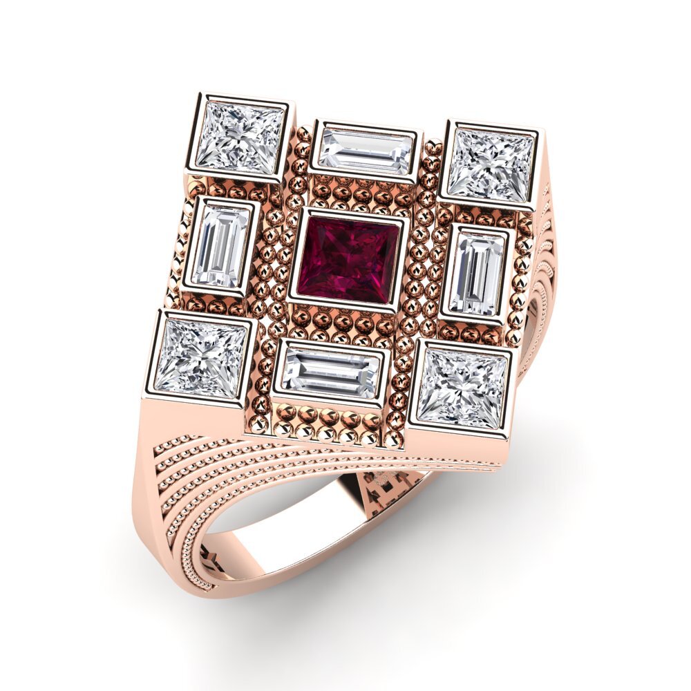 9ct Rose Gold Rhodolite Garnet Men's Ring Regenia