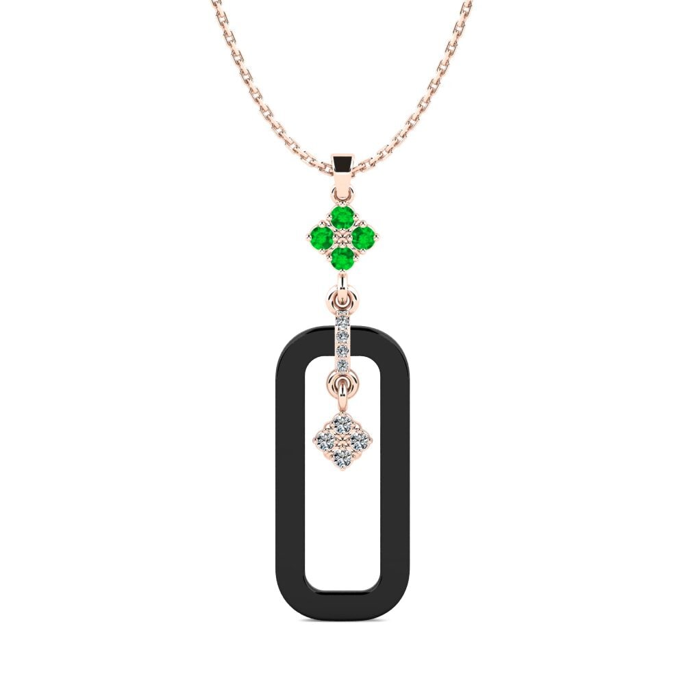 9ct Rose Gold Emerald Women's Pendant Regicen