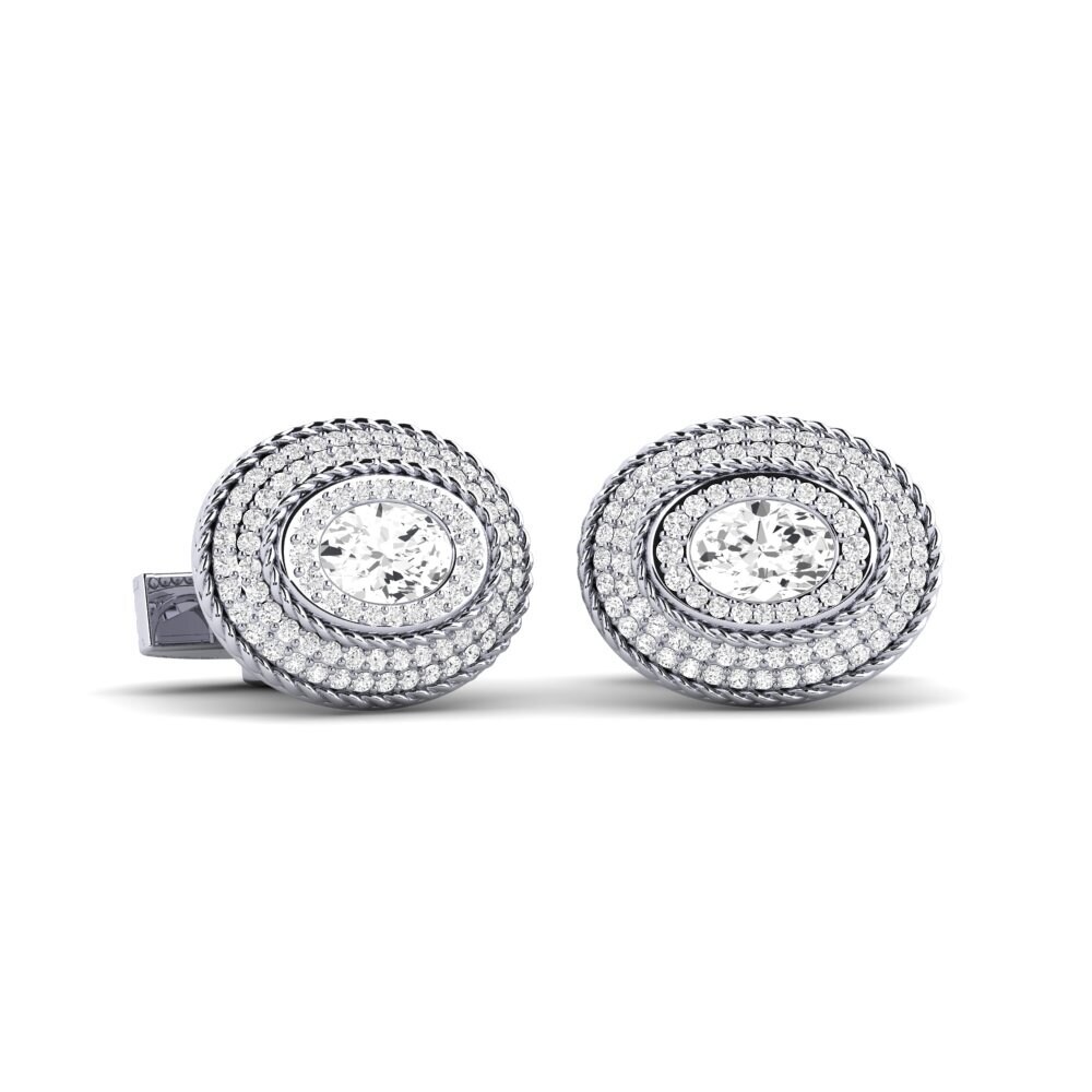925 Prata de lei diamante-safira Abotoadura Registeel