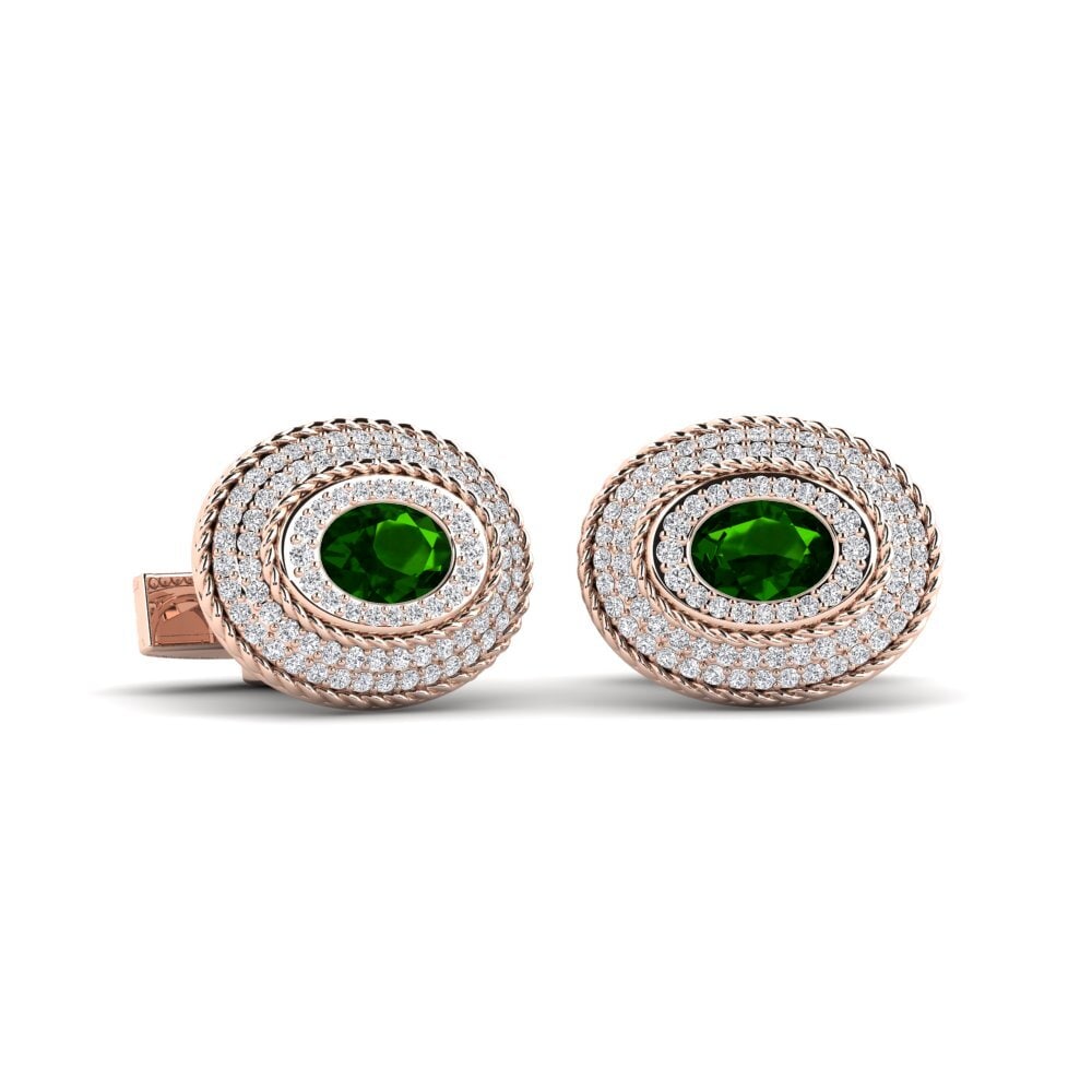 14ct Rose Gold Green Tourmaline Cufflink Registeel