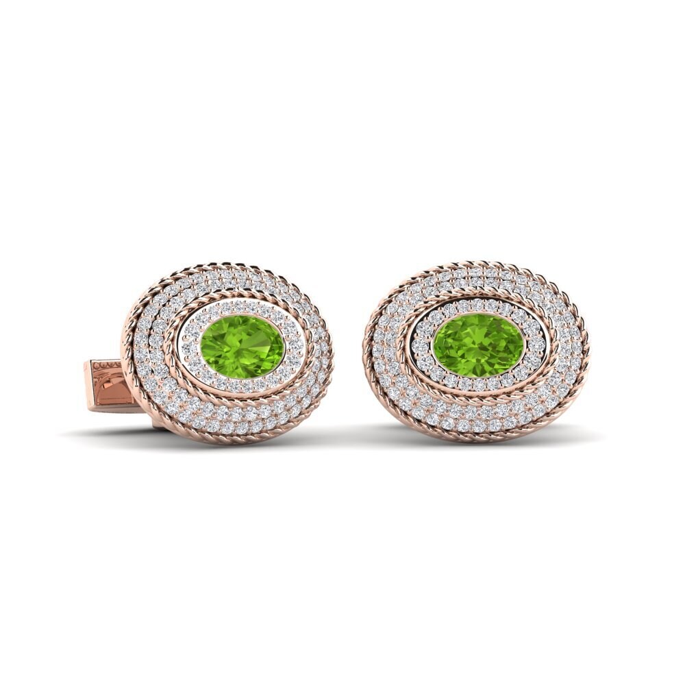 14ct Rose Gold Peridot Cufflink Registeel