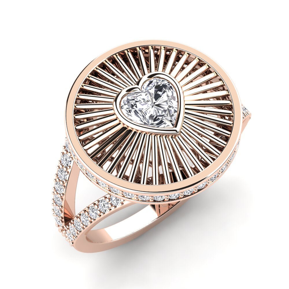 Køb GLAMIRA Ring Reiko i 0.44 Karat Hjerte snit 585 Rødguld Diamant ...