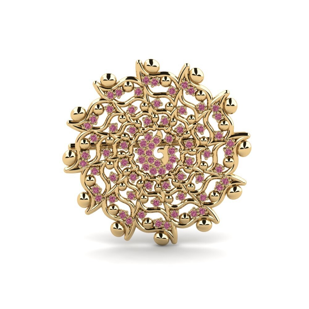 14ct Yellow Gold Rhodolite Garnet Brooch Rejet