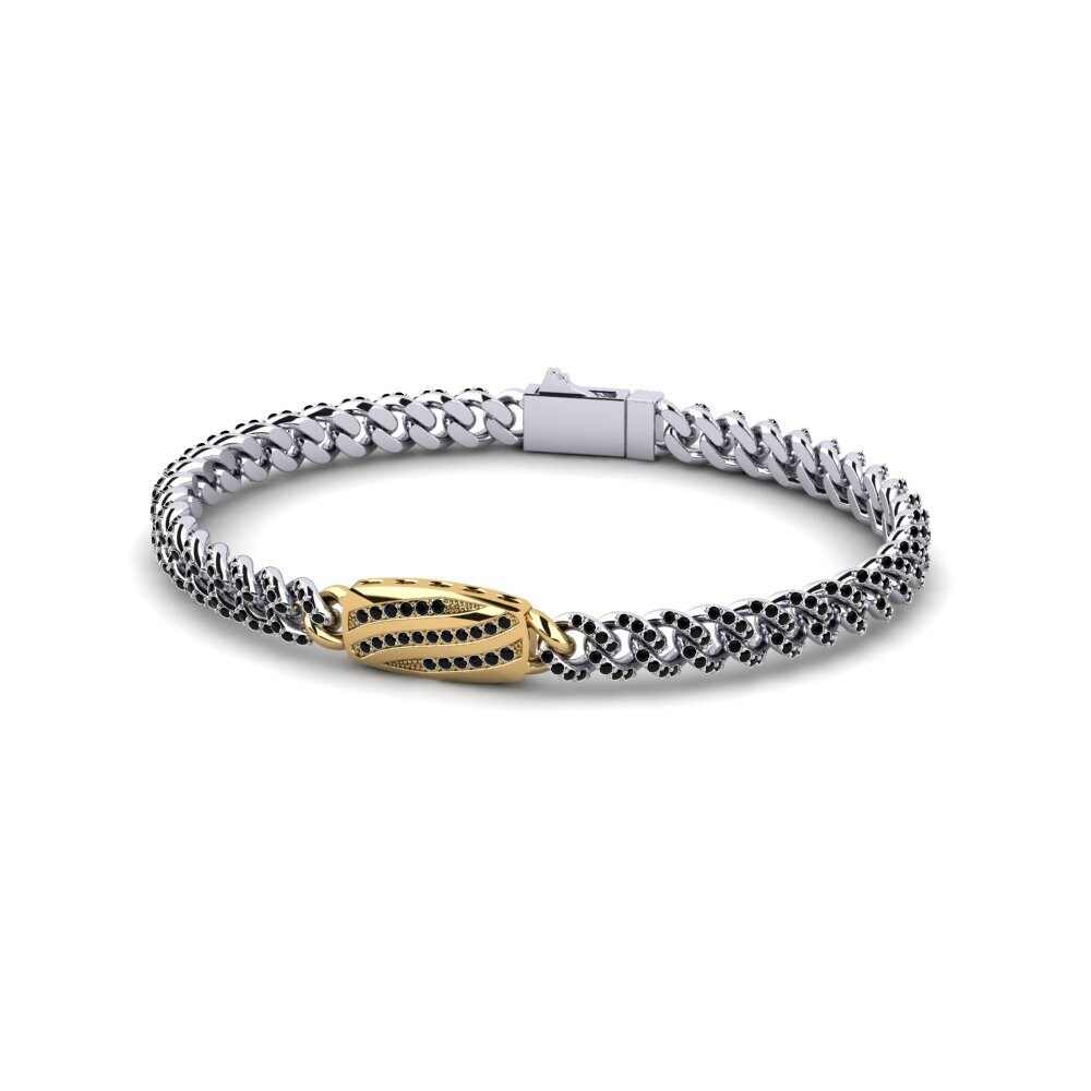 9ct White & Yellow Gold Black Diamond Women's Bracelet Relenessive
