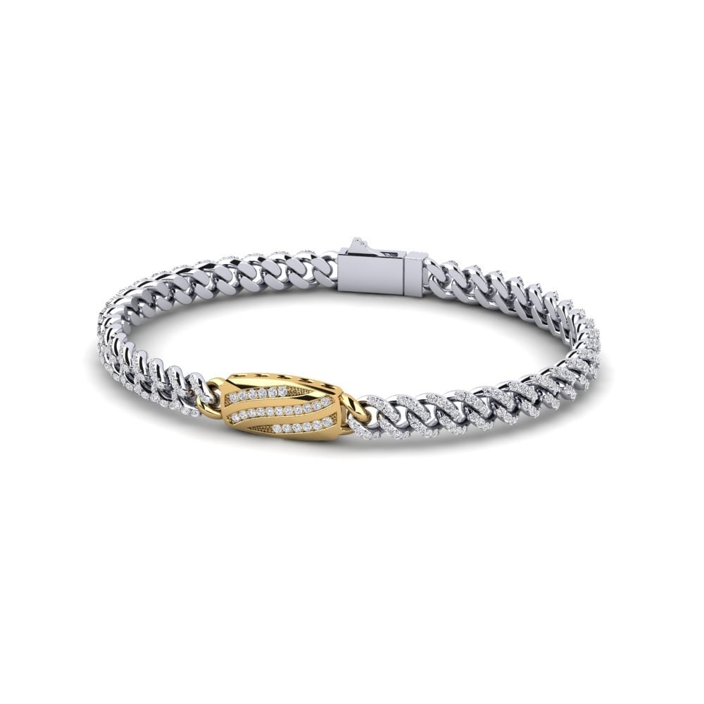 9ct White & Yellow Gold Diamond Women's Bracelet Relenessive