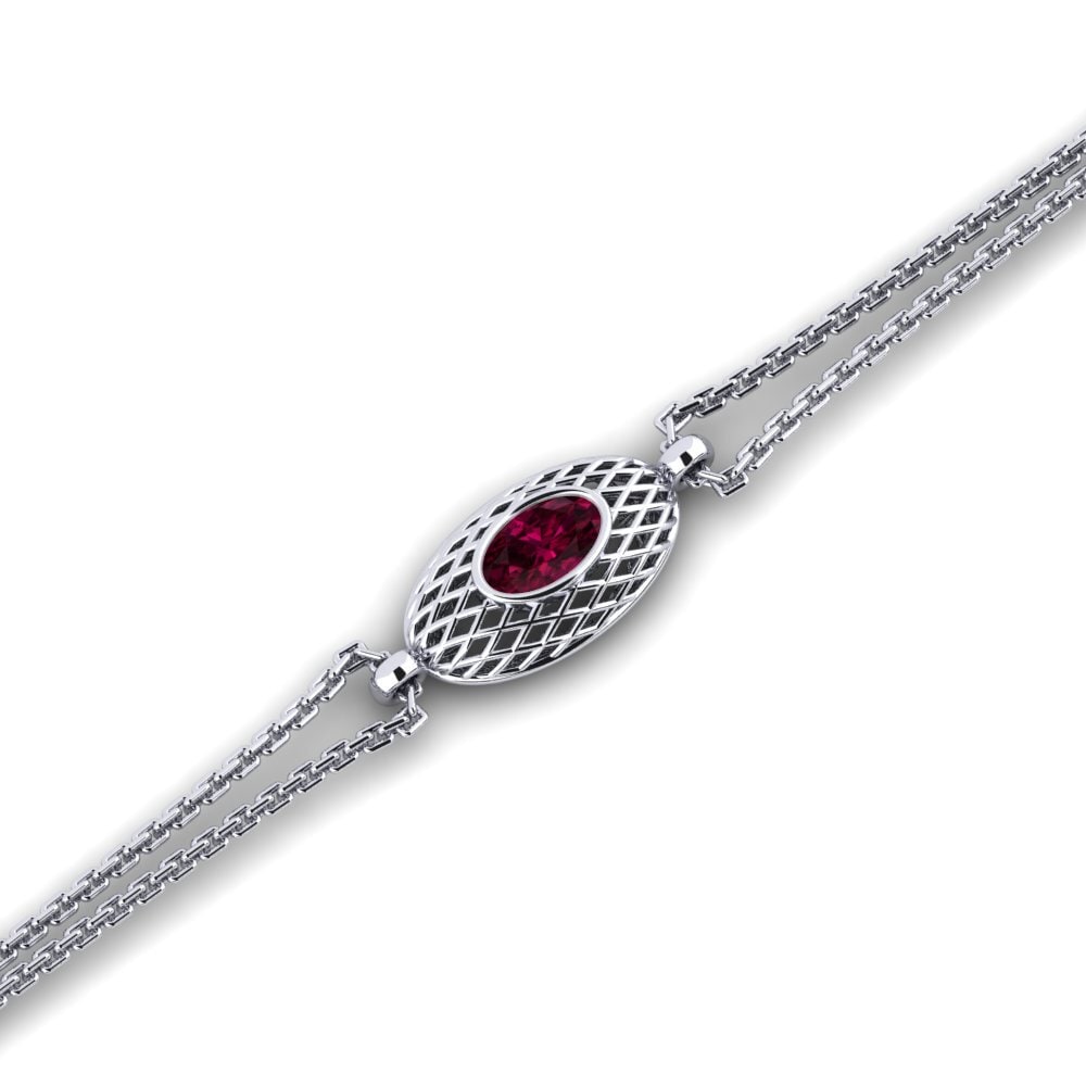 Ovalado Granate Rodolita Pulsera Relibunbo