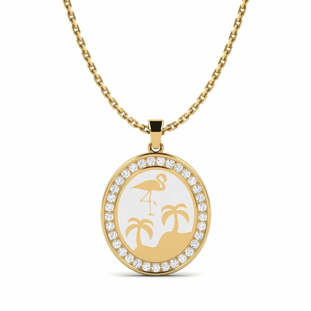 Vàng 9K Đá Sapphire Trắng Mặt dây chuyền nữ Relyt