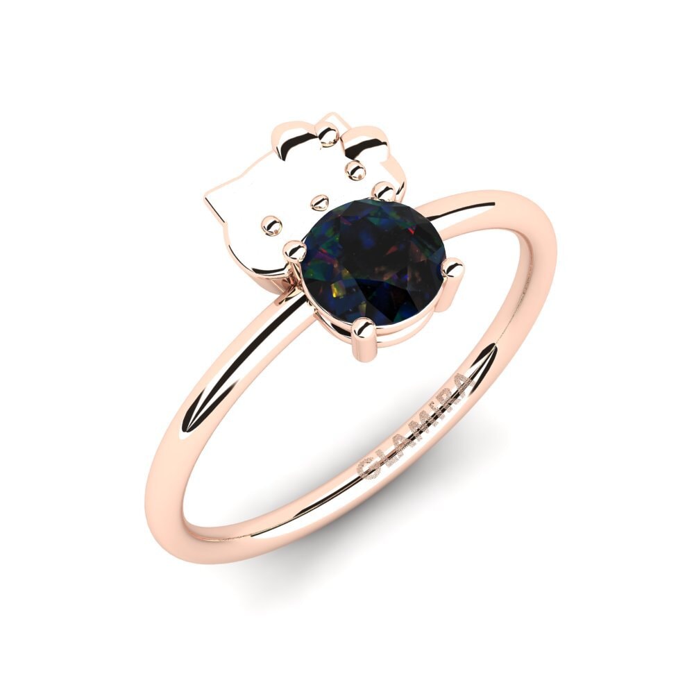 Vàng Hồng 18K Đá Opal Đen Nhẫn trẻ em Remao