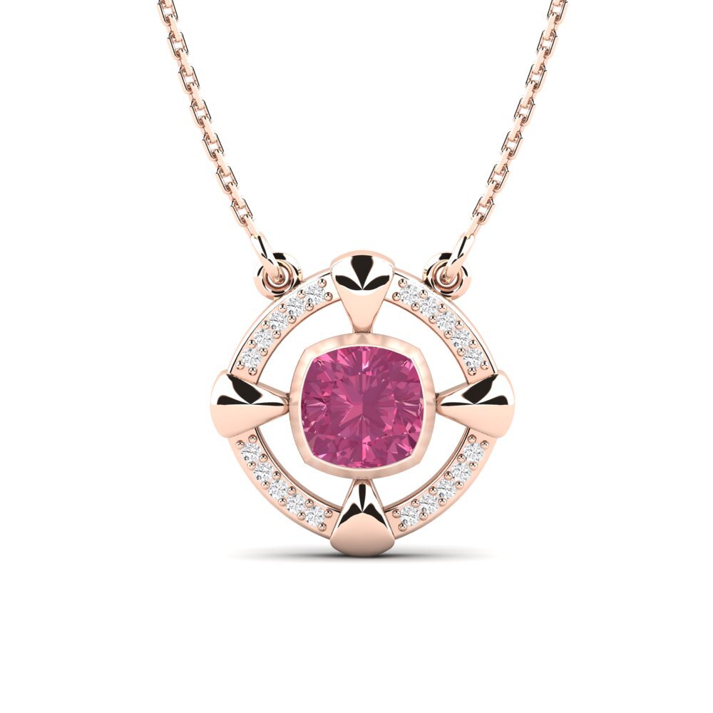 COLGANTES 9k Oro Rosa Turmalina rosa Moderno