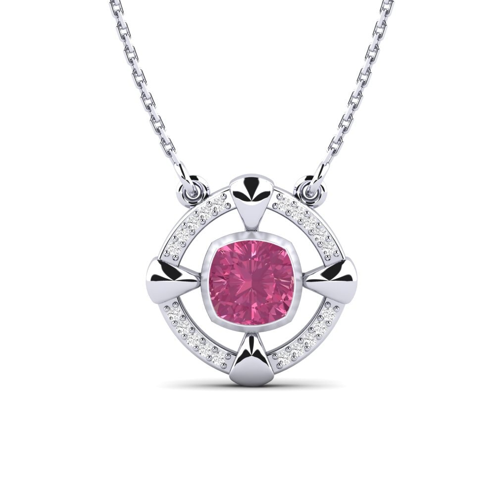 COLGANTES Platino 950 Turmalina rosa Moderno